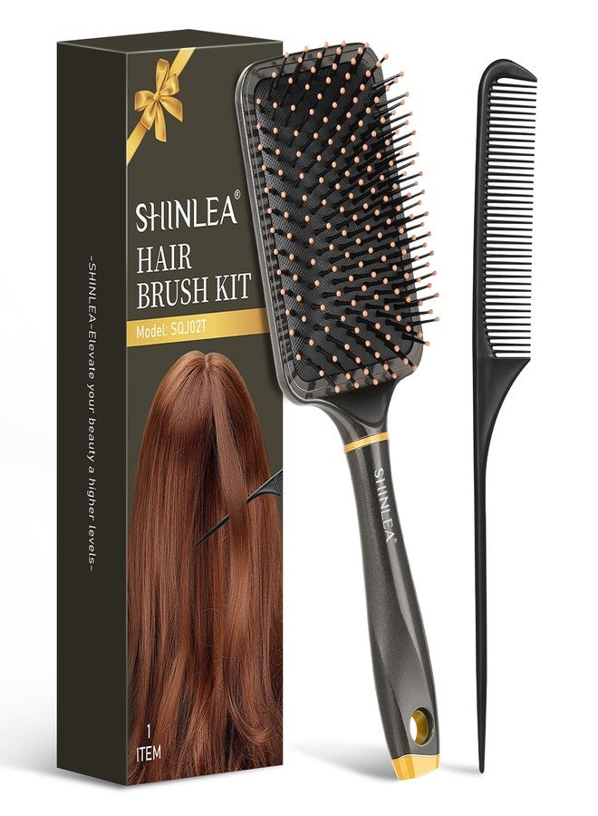 SHINLEA فرشاة شينليا المسطحة لتجفيف الشعر، فرشاة فك التشابك للشعر المجعد والمستقيم والكثيف والخفيف، رطبة وجافة، شعيرات نايلون ناعمة، فرشاة شعر للنساء والرجال والأطفال - Image 1